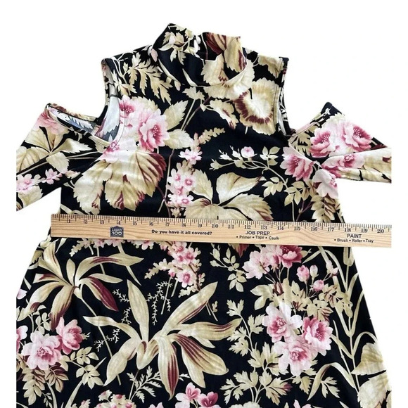 Show Me Your Mumu Cold Shoulder Long Sleeve Mini Dress Floral Size XS Mock Neck - Picture 8 of 8